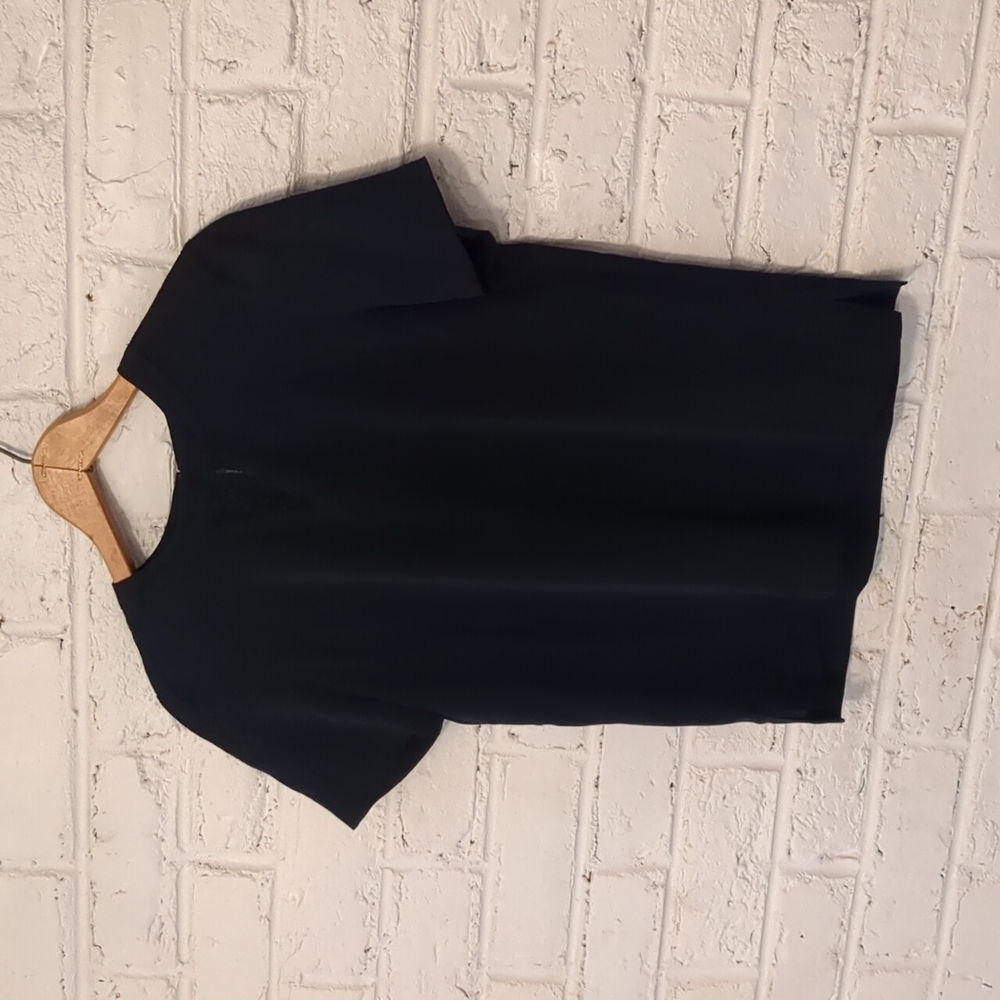 J Crew Black blouse with Lace Vneck